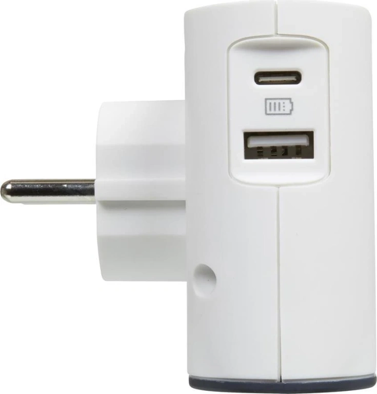 Адаптер за контакт, плосък, 2x евро контакт и usb a+c, бял, 6a, NEW legrand, 49401