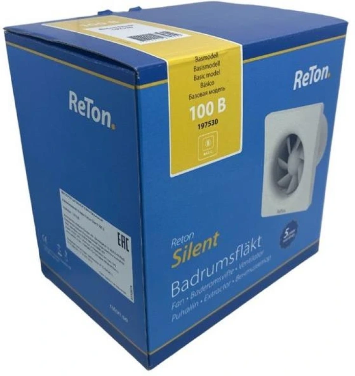 (copy) Вентилатор Silent B, ф100, бял, 83м3/ч, 5.2w,  25db, ReTon, fresh, V197530