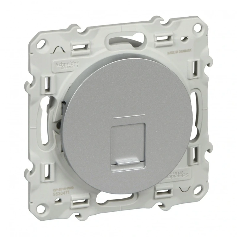 розетка rj45 cat.5e, алуминий, schneider, odace, s530471