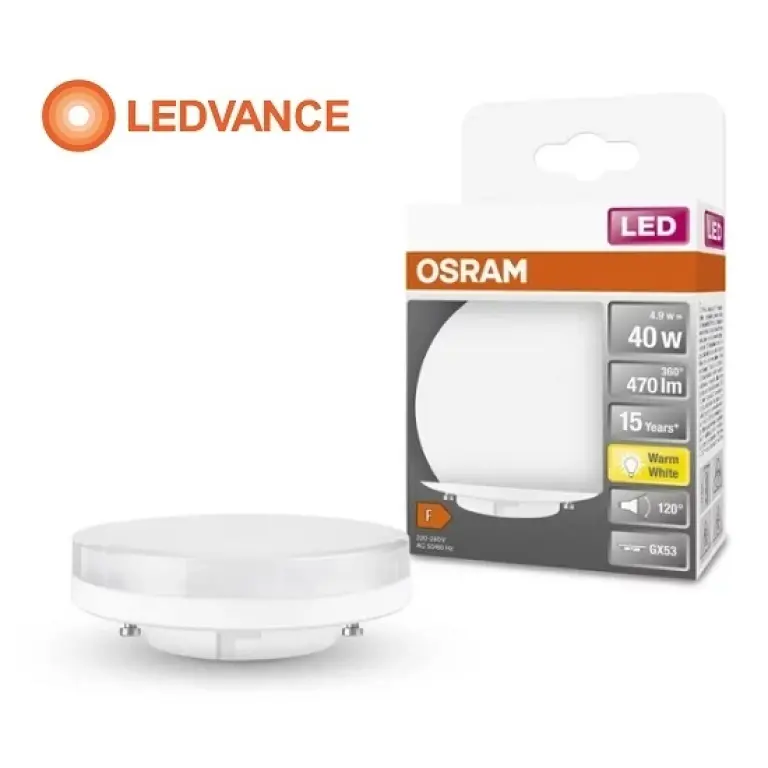 (copy) led лампа 4.9w, gx53, топла светлина, led star, osram, 2700k, 470lm, 433441