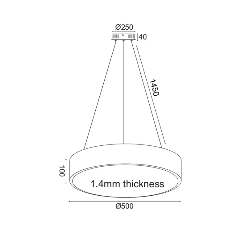 Пендел optimus с три режима на светлината, черен, aca lighting, led 50w, 3000k - 4500k - 6500k, 4800lm, hm29ledp50bkcct