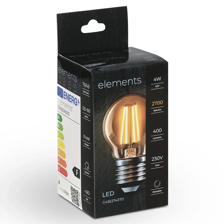 Димируема Led лампа 4W, E27, 400lm, 2700k, G45E27427D