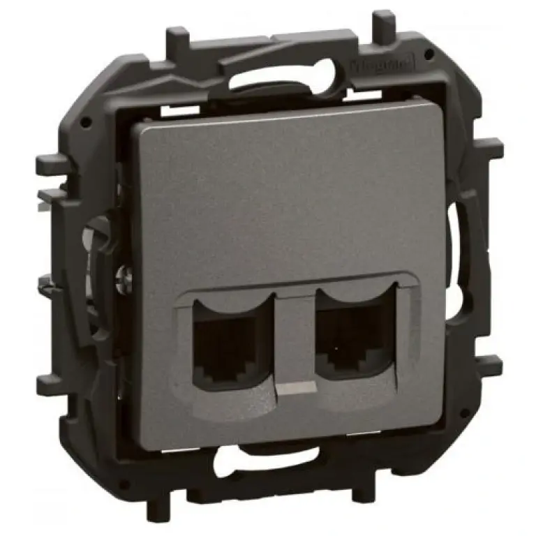 розетка rj11+rj45 cat6 utp, new niloe, legrand, сив, NP492MG