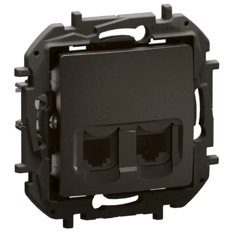 розетка rj11+rj45 cat6 utp, new niloe, legrand, черен, NP492BK