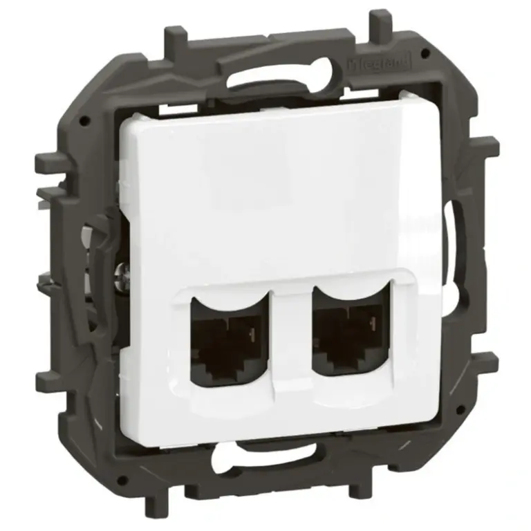 двойна розетка rj45 cat6a stp, new niloe, legrand, бял, NP4335WH