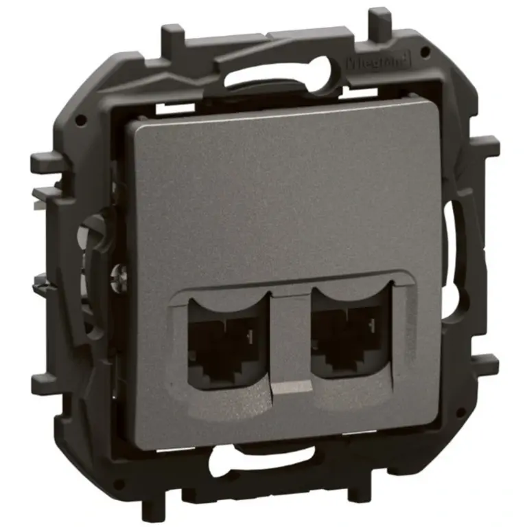 Двойна розетка rj45 cat6a stp, new niloe, legrand, сив, NP4335MG