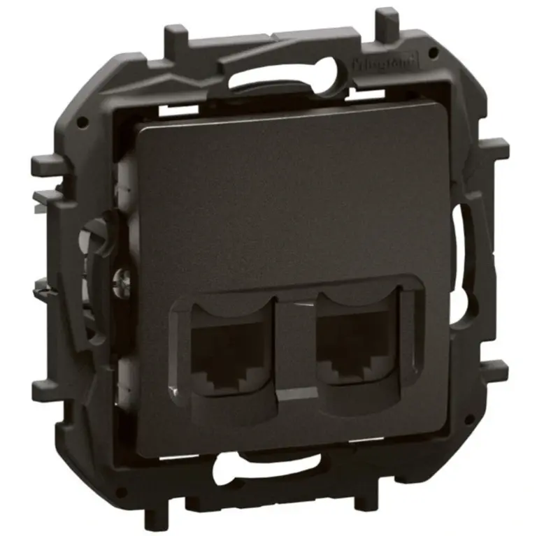 двойна розетка rj45 cat6 utp, new niloe, legrand, черен, NP4334BK