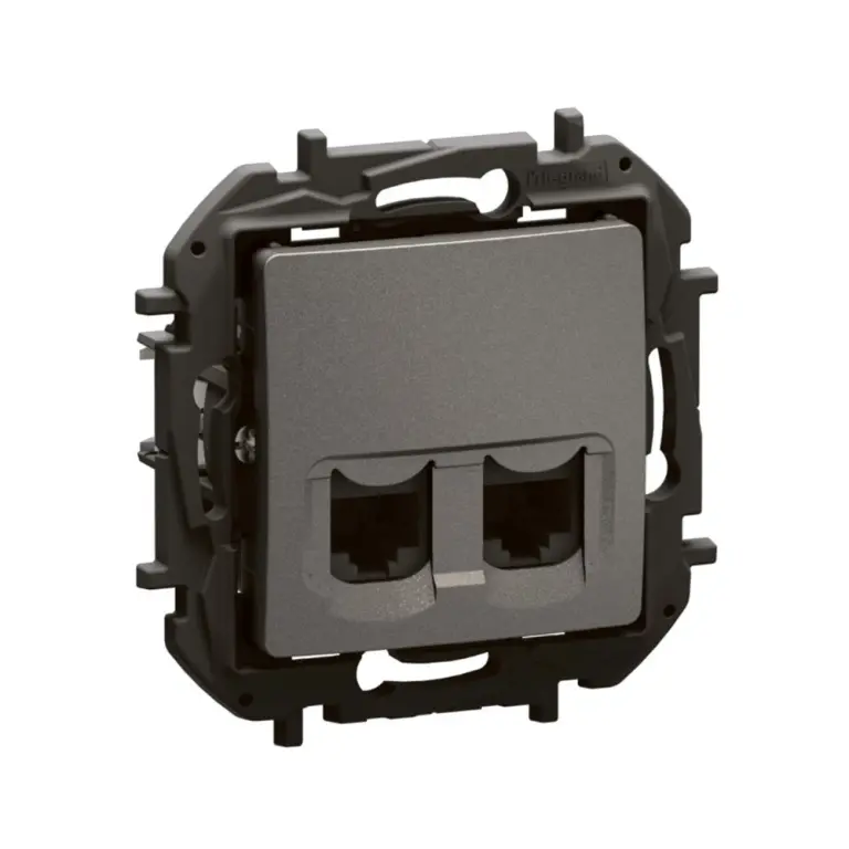 Двойна розетка rj45 cat5е utp, new niloe, legrand, черен, NP4331MG