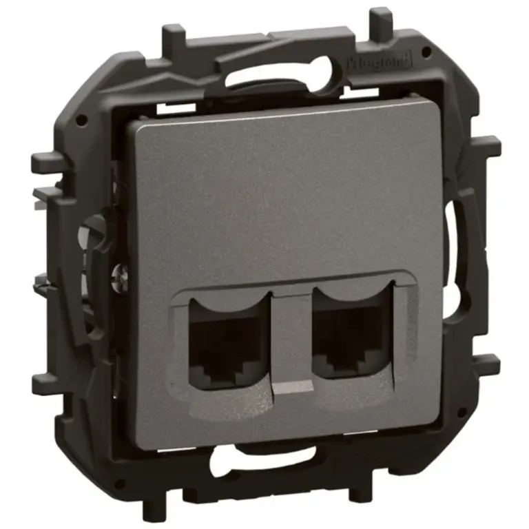 двойна розетка  rj45 cat6a utp , new niloe, legrand, сив, NP4336MG