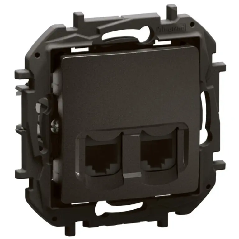 двойна розетка  rj45 cat6a utp , new niloe, legrand, черен, NP4336BK