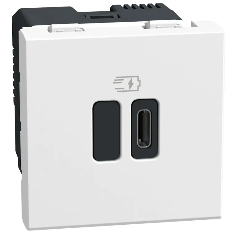 USB единична розетка тип C, 45W, 2мод. бял, light now, bticino, YW4294C