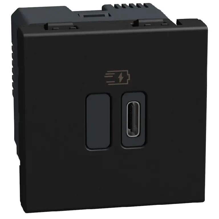 USB единична розетка тип C, 45W, 2мод. графит, light now, bticino, YD4294C