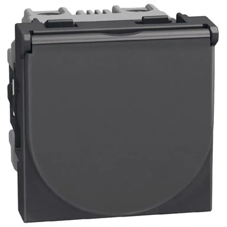 Контакт с капаче 16A с винтови клеми, 2мод. графит, light now, bticino, YD4141P