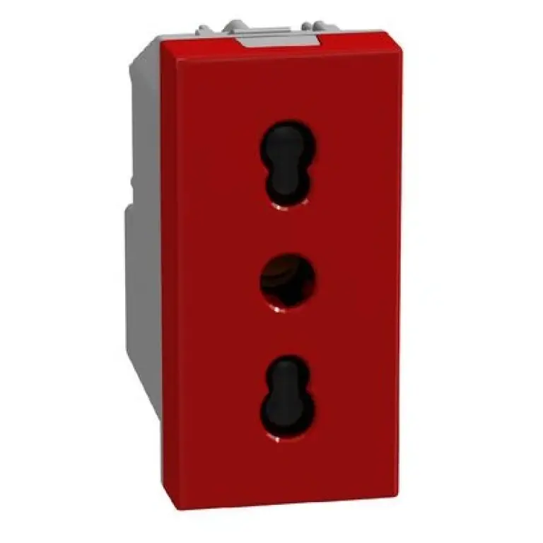 Контакт италиански 16A, 1мод. бял, червен, light now, bticino, Y4180R