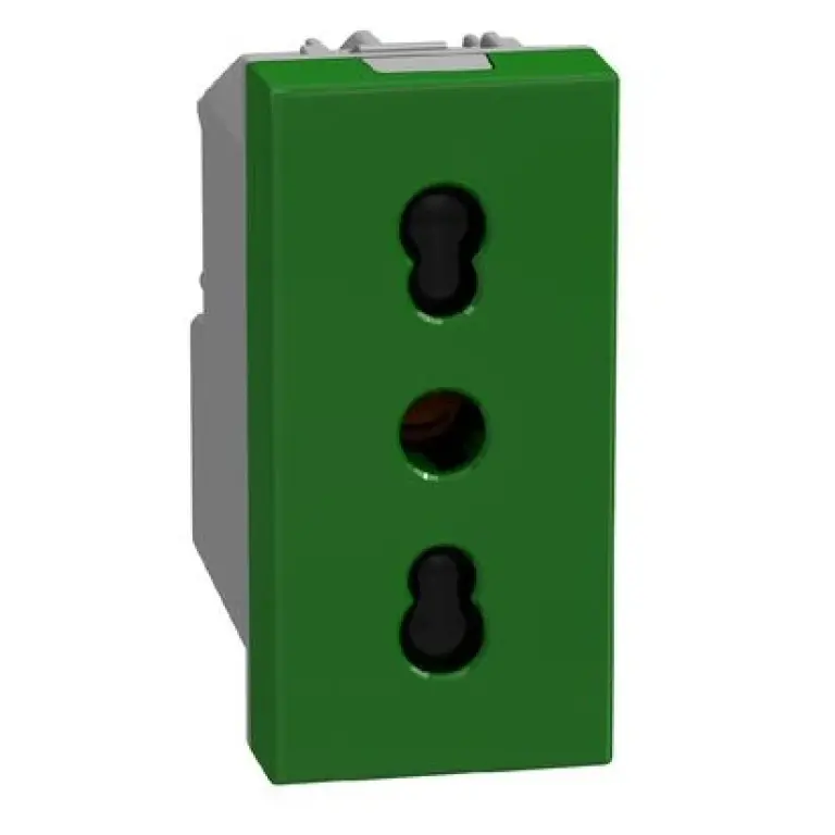 Контакт италиански 16A, 1мод. бял, зелен, light now, bticino, Y4180G