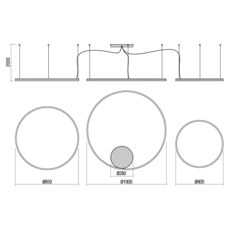 Полилей 3 circles, bronze, redo,  triac 40W+55W+68W, 22181Lm, 01-1925