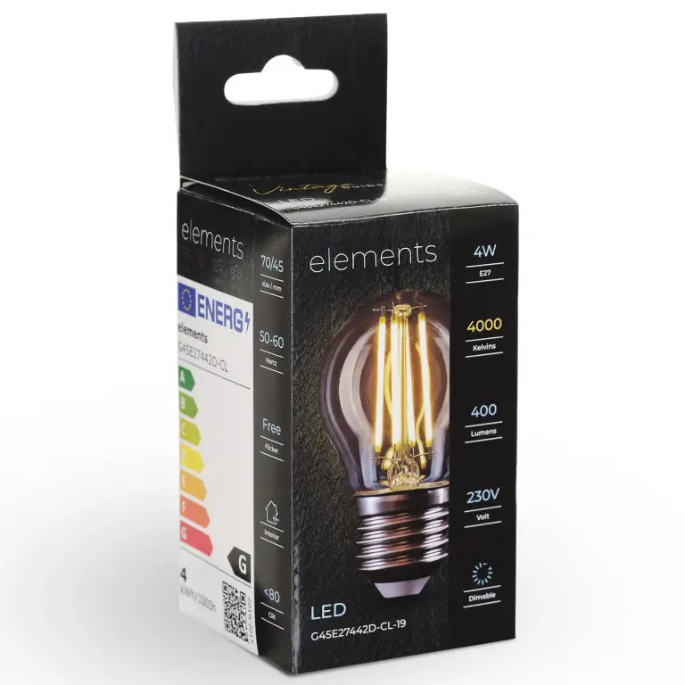 Димируема Led лампа 4W, E27, 400lm, 4000k, G45E27442D-CL-19