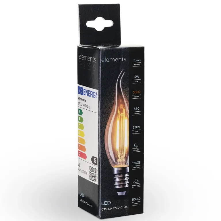 Димируема Led лампа 4W, E14, 380lm, 3000k, C35LE14427D-CL-14