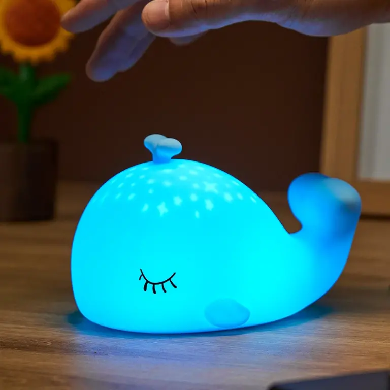 Детска лампа Син кит, elbulgaria, 2.5w, 3.7v, usb C, 3000k+RGB, 4563 BL
