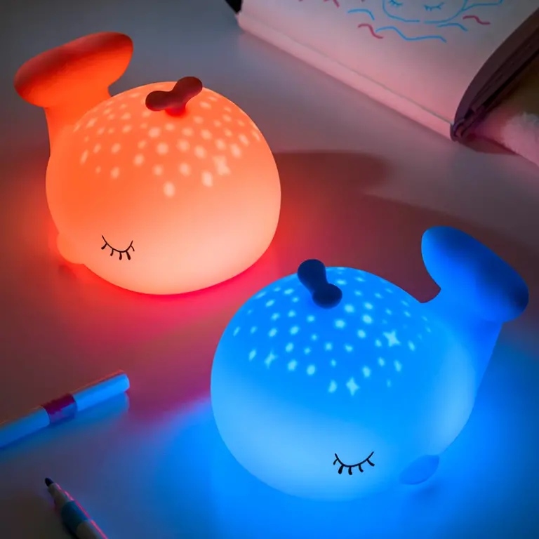Детска лампа Син кит, elbulgaria, 2.5w, 3.7v, usb C, 3000k+RGB, 4563 BL