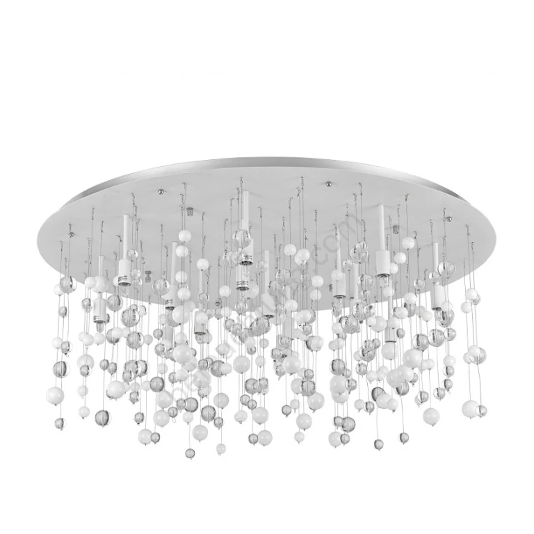 стъклен плафон, bianco, ideal lux, neve pl15, 15x40w, 2700k, 101194