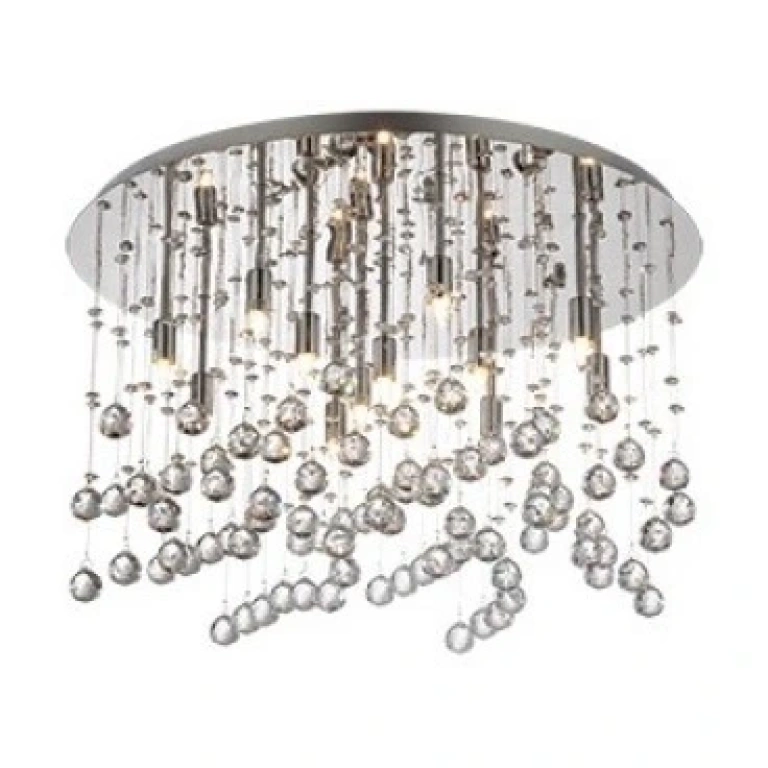 кристален плафон, cromo, ideal lux, moonlight pl12, 12x40w, 2700k, 077802