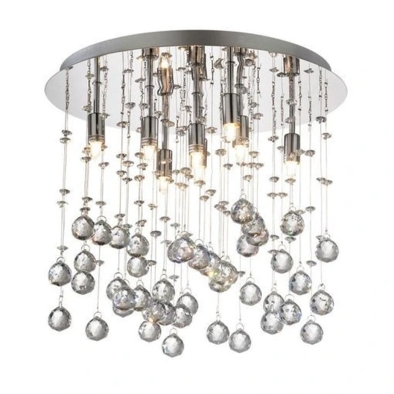 кристален плафон, cromo, ideal lux, moonlight pl8, 8x40w, 2700k, 077796