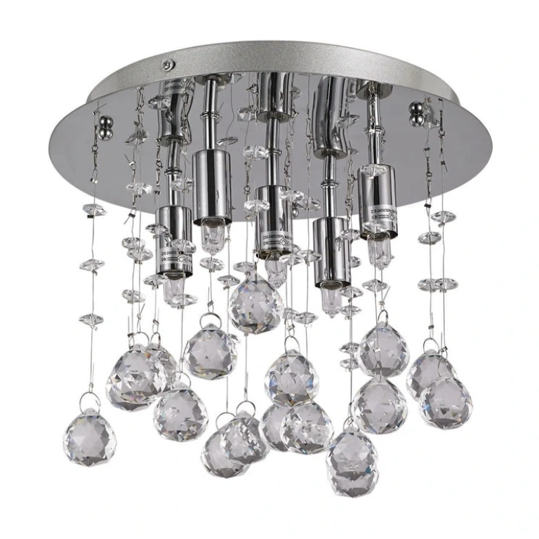 кристален плафон, cromo, ideal lux, moonlight pl5, 5x40w, 2700k, 094649