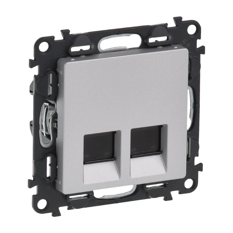 розетка 2xrj45 utp кат.5е, алуминий, legrand, valena life, 753341