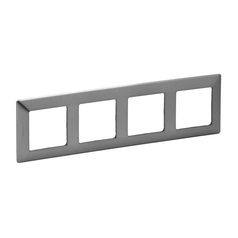 Pvc четворна рамка, инокс, legrand, valena life, 754154