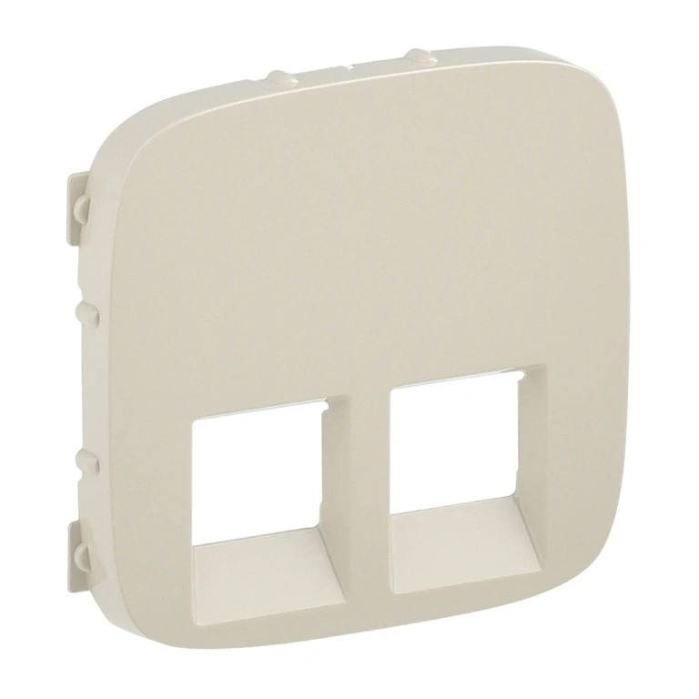 pvc лицев панел за телефонна и компютърна розетка двойна 2xrj11/rj45, крем, legrand, valena allure, 755426