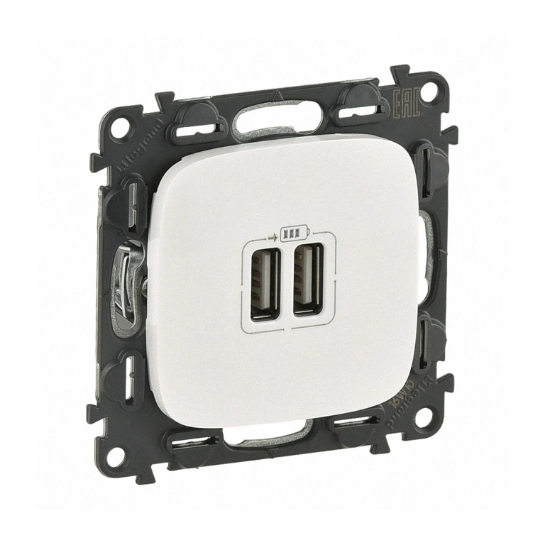 двоен usb контакт 1500мa за зареждане 5v, перла, legrand, valena allure, 754999