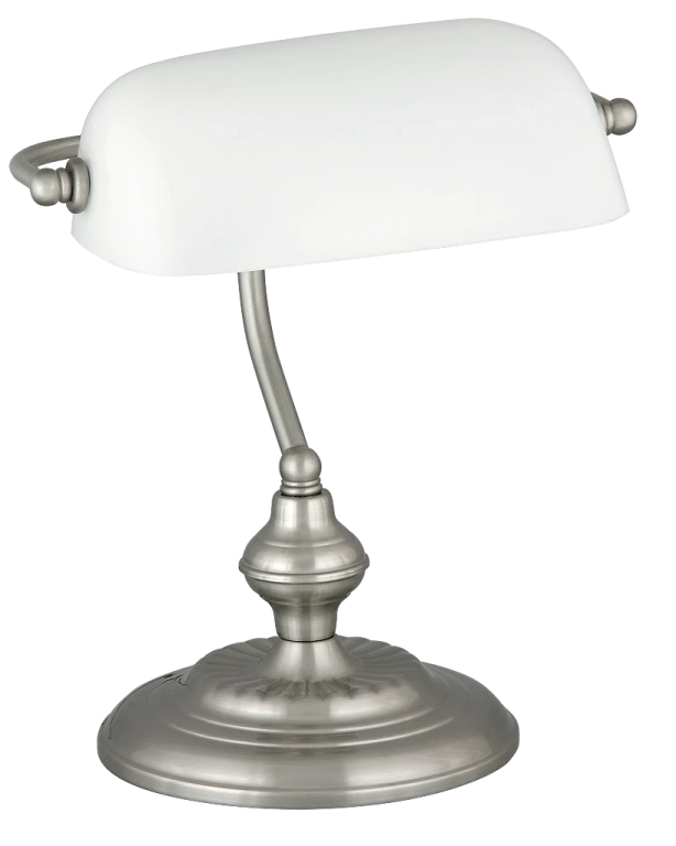 метална работна лампа, satin chrome/white, rabalux, bank, 1x60w, 4037