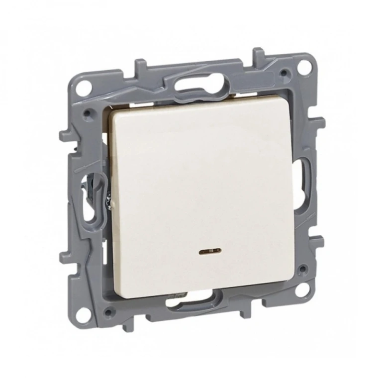 Ключ бутон с подсветка led, крем, legrand, niloe, 764622