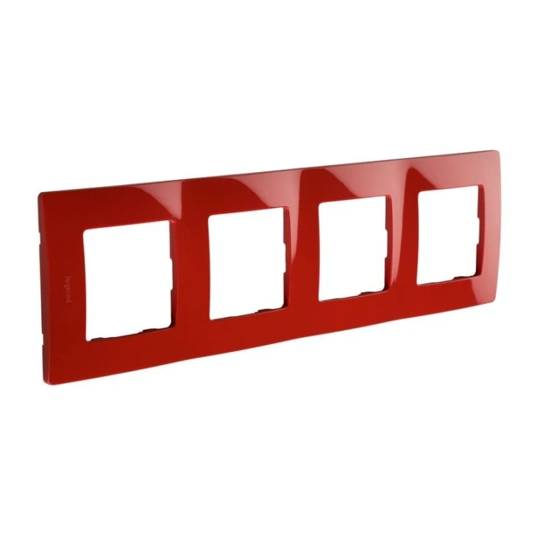 pvc четворна рамка, червен, legrand, niloe, 665024