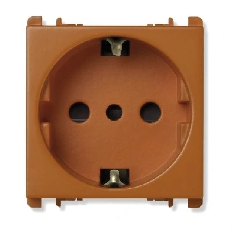 италиански контакт p30, 2p+t 16a-250v, 2 модула, оранжев, simon urmet, nea, 10309/2.a