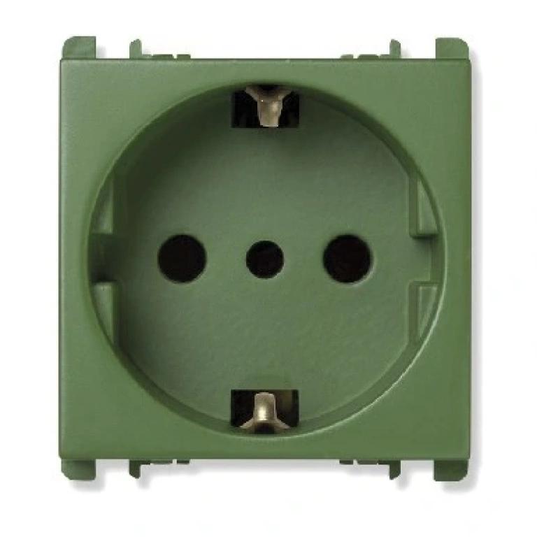 италиански контакт p30, 2p+t 16a-250v, 2 модула, зелен, simon urmet, nea, 10309/2.v