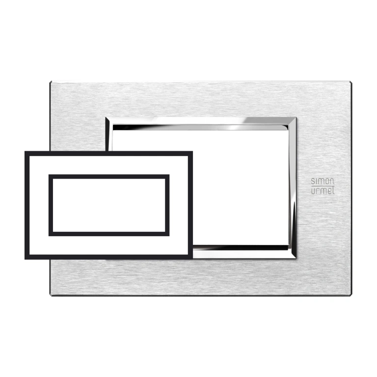 метална четиримодулна рамка, satin aluminium, simon urmet, expi, 13904.as