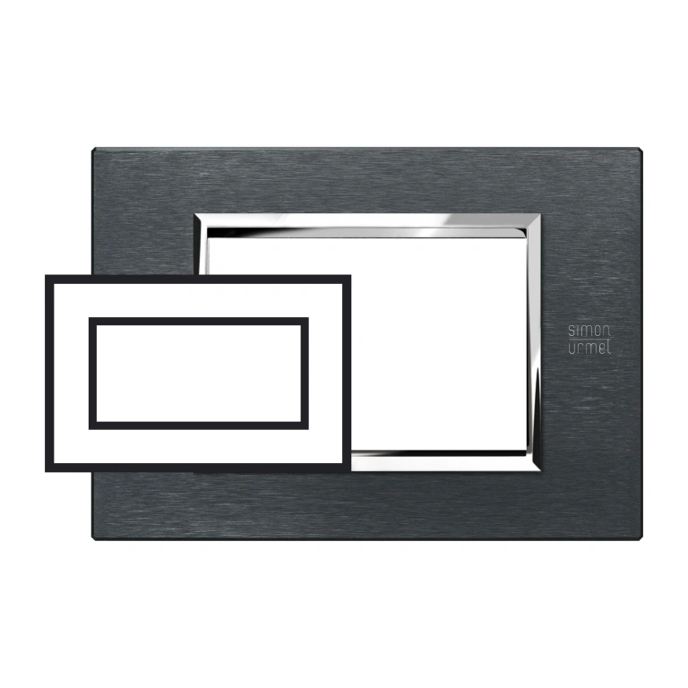 метална четиримодулна рамка, karbon aluminium, simon urmet, expi, 13904.ak