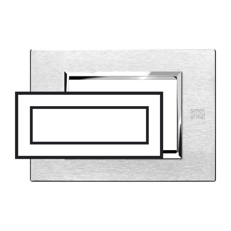 метална шестмодулна рамка, satin aluminium, simon urmet, expi, 13906.as