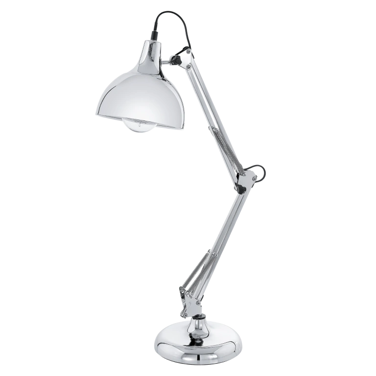 Метална работна лампа, chrome, eglo, borgillio, 1x60w, 94702