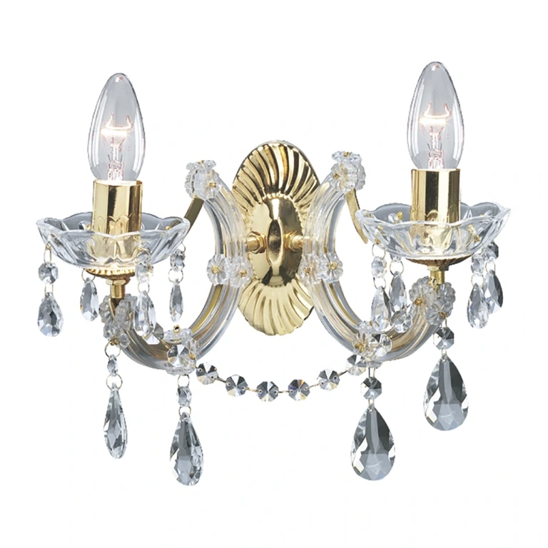 Кристален аплик, polished brass, searchlight, marie therese, 2x7w, 699-2
