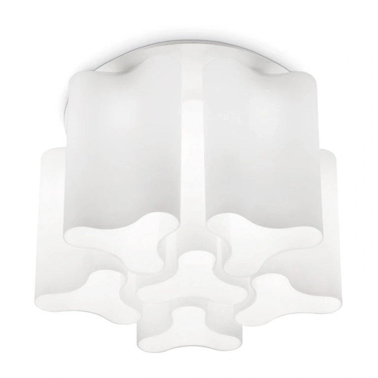 Стъклен плафон, bianco, ideal lux, compo pl6, 6x60w, 125503