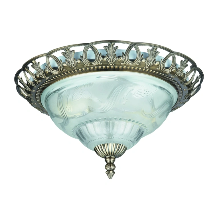 Стъклен плафон, antique brass, searchlight, flush, 2x7w, 7045-13