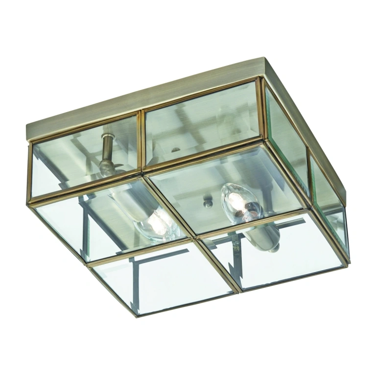 Стъклен плафон, antique brass, searchlight, flush, 2x7w, 6769-26ab