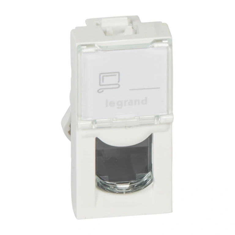 Розетка rj45, utp lcs2кат. 5е 1 модул, бяла, legrand, mosaic, 76551