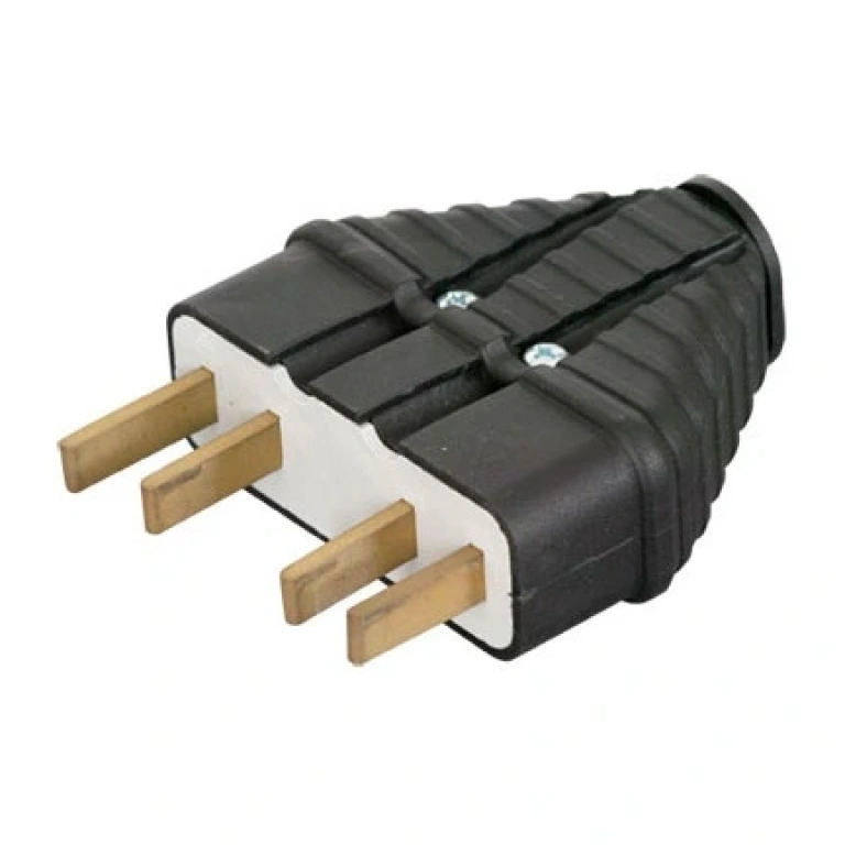 Трифазен щепсел,гумен, черен, 3x25a, atra, 7124
