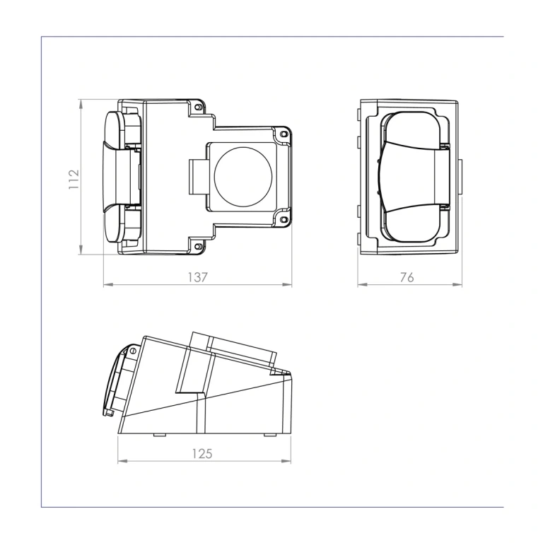 Трифазен модул, сив, 3x25+0+1x16a,ip44, atra, 7142