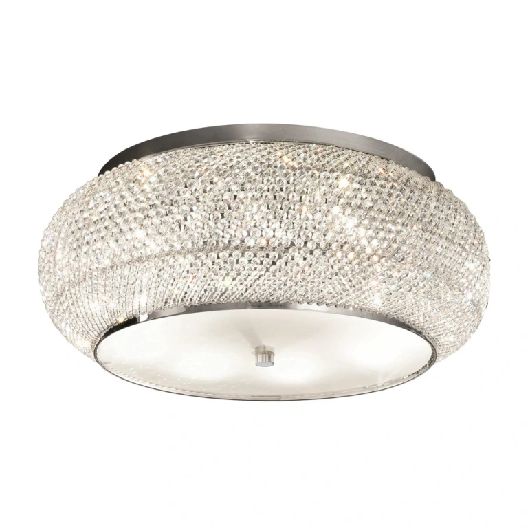 кристален плафон, cromo, ideal lux, pasha pl10, 10x40w, 100746