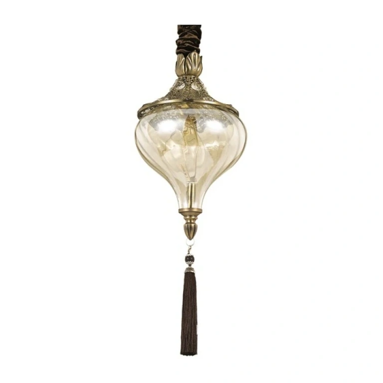 Стъклен пендел, ottone antico, ideal lux, harem sp1, 1x60w, 115979